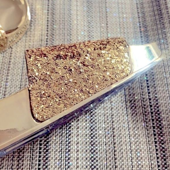 Kali Gold Glittery Slide Sandals - Picture 8 of 8